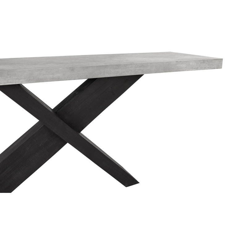 Durant 72" Black X-Base Console Table with Concrete Top