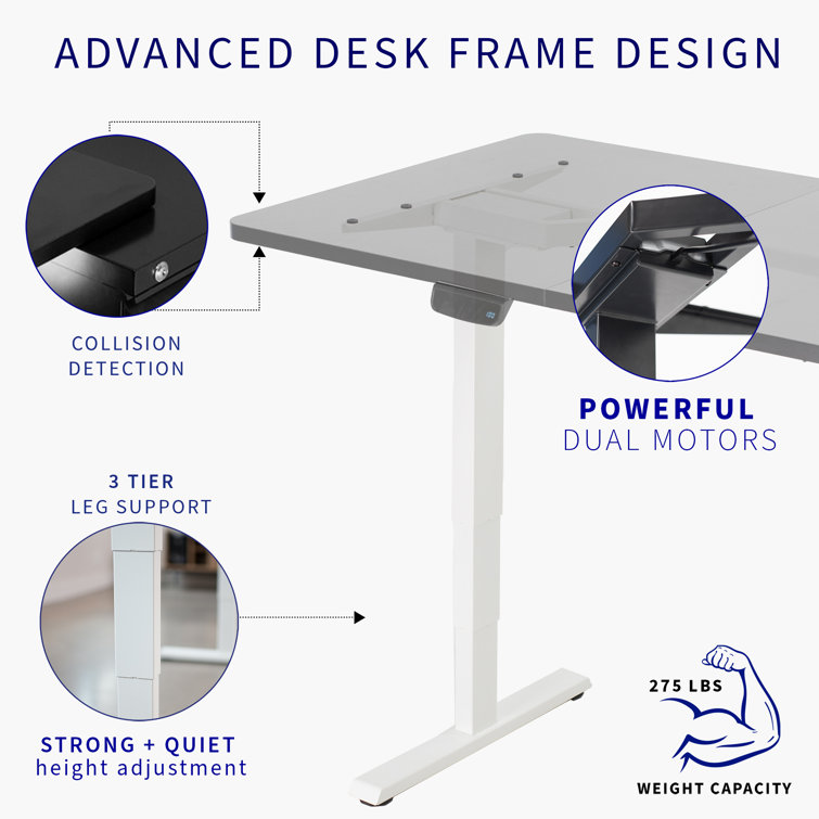 Elevate Dual Motor Electric Adjustable Height Desk, White Steel Frame