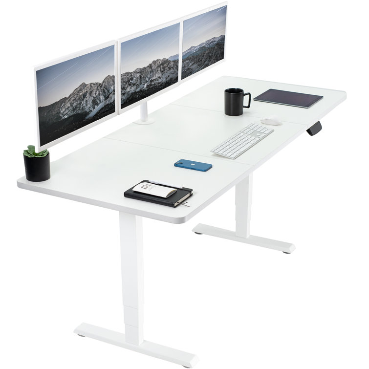 Elevate Dual Motor Electric Adjustable Height Desk, White Steel Frame