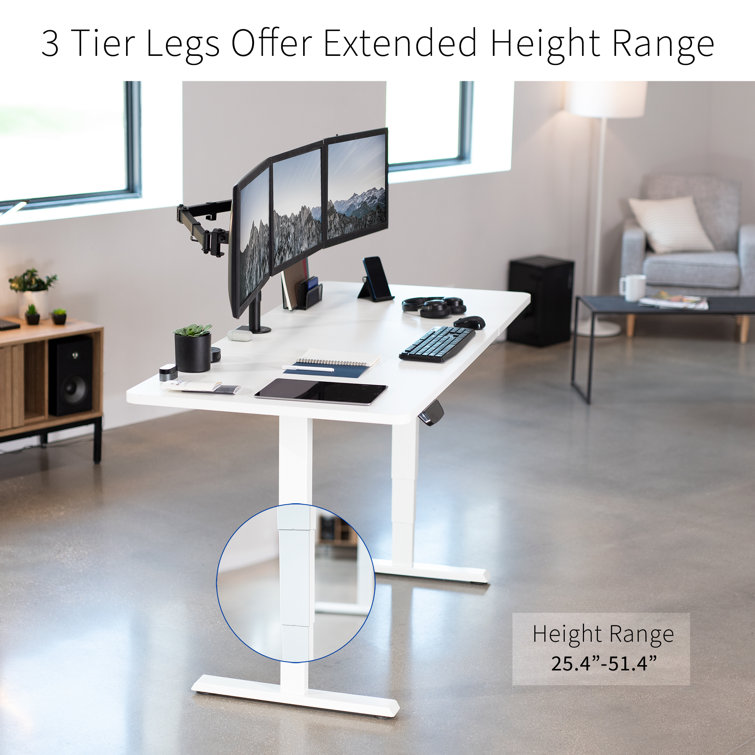 Elevate Dual Motor Electric Adjustable Height Desk, White Steel Frame
