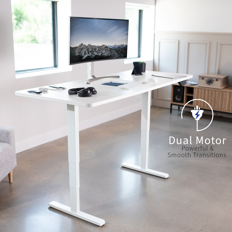 Elevate Dual Motor Electric Adjustable Height Desk, White Steel Frame
