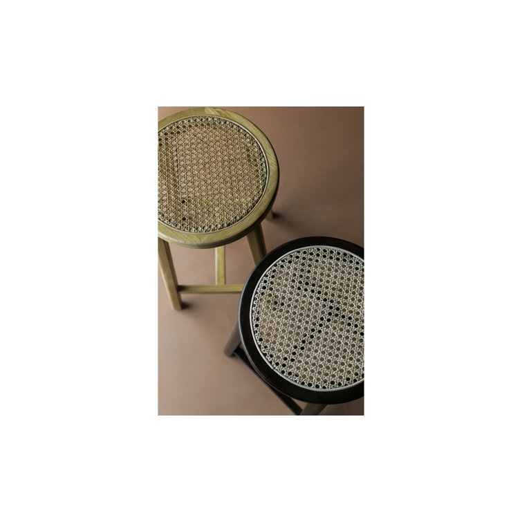 Elm and Rattan Natural Semi-Gloss Counter Stool