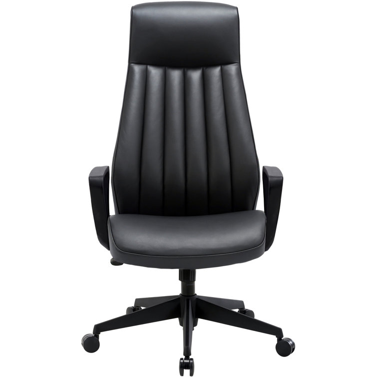 Executive High-Back Black Bonded Leather Swivel Chair