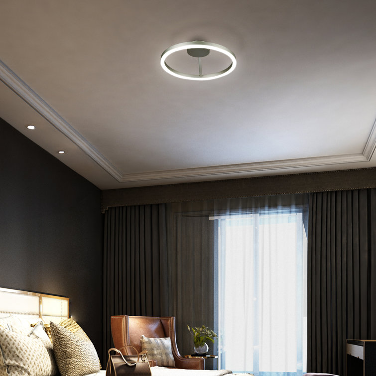 Zuben 20" Satin Nickel Modern LED Drum Ceiling Light