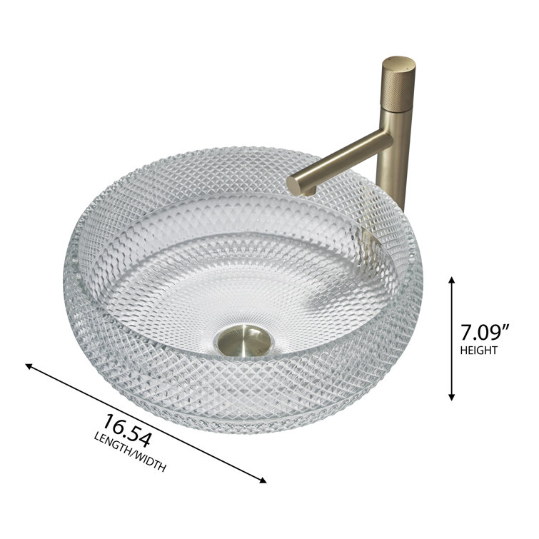 Elegant Clear Glass Textured Circular Vessel Sink