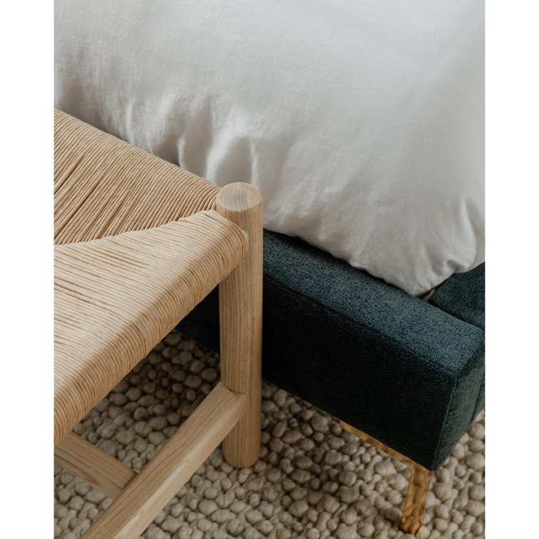 Hawthorn Natural Elm Wood Bench with Woven Fiber Rope Seat - 60"W