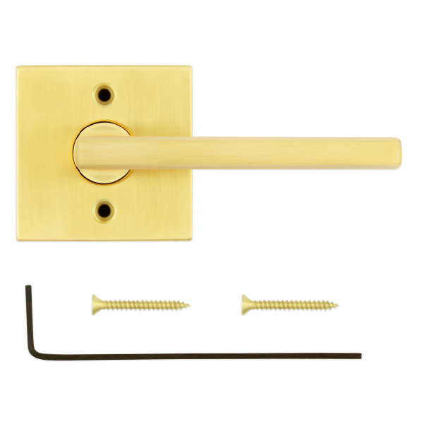 Satin Brass Modern Single Dummy Door Lever