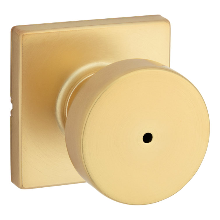 Satin Brass Square Privacy Door Knob with Circle Handle