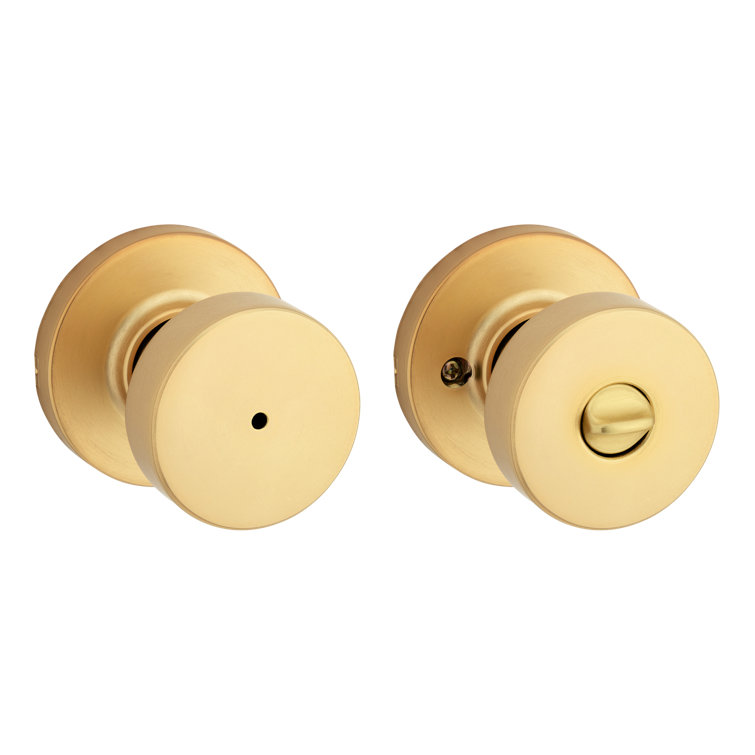 Satin Brass Round Privacy Door Knob for Bed and Bath