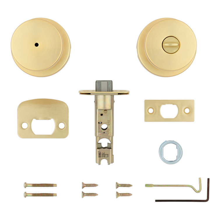 Satin Brass Round Privacy Door Knob for Bed and Bath