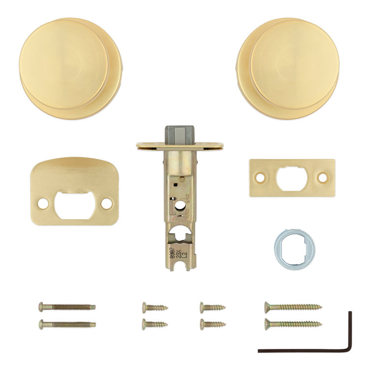 Satin Brass Contemporary Flat Ball Metal Door Knob
