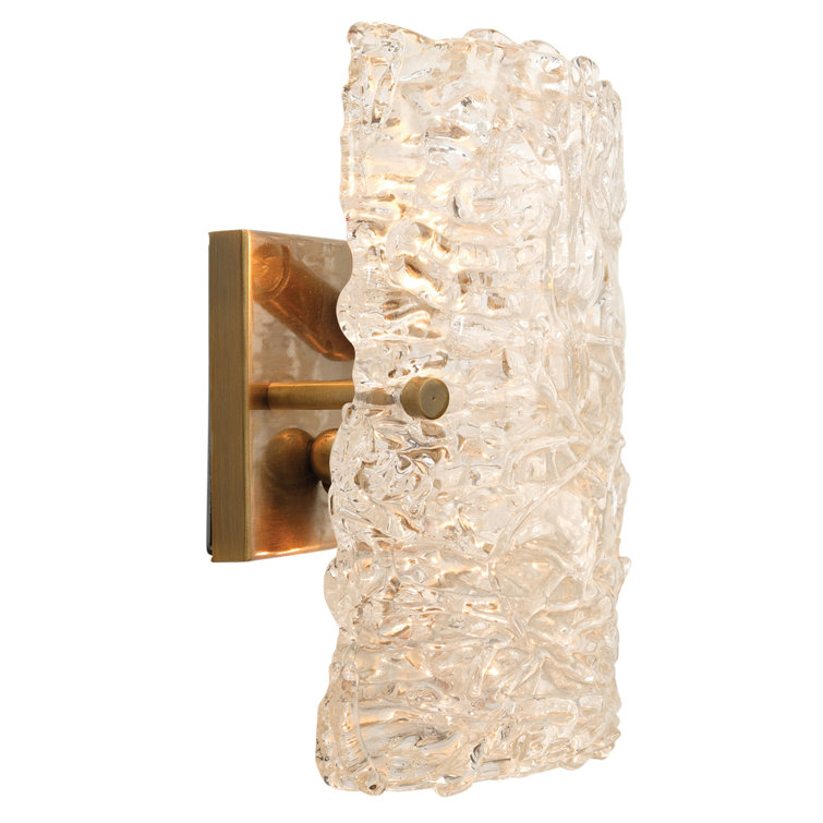 Antique Brass Dual-Light Sconce with Textured Glass