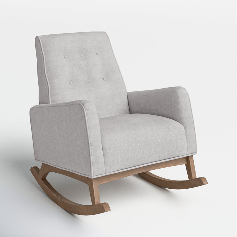Marlena Mid-Century Grayish Beige Tufted Rocking Chair