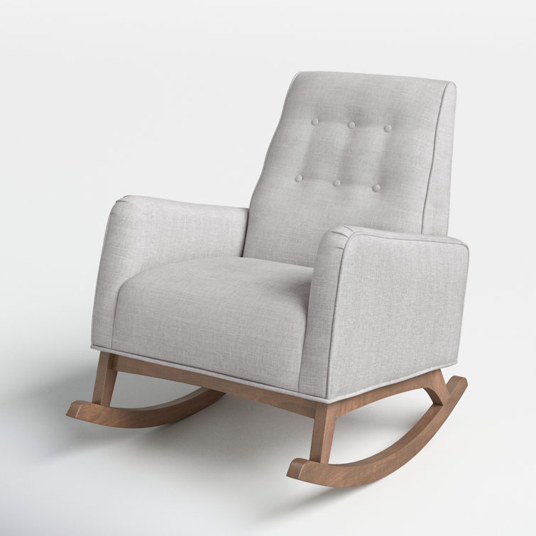 Marlena Mid-Century Grayish Beige Tufted Rocking Chair