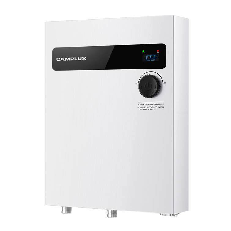 Camplux 18kW White Electric Tankless Water Heater with Digital Display