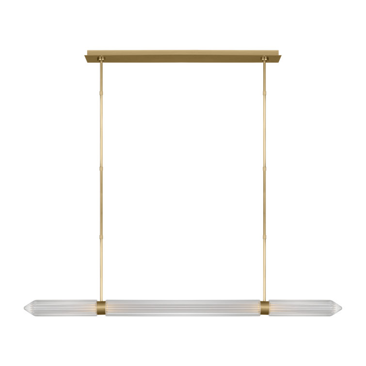 Plated Brass and Crystal Linear LED Chandelier