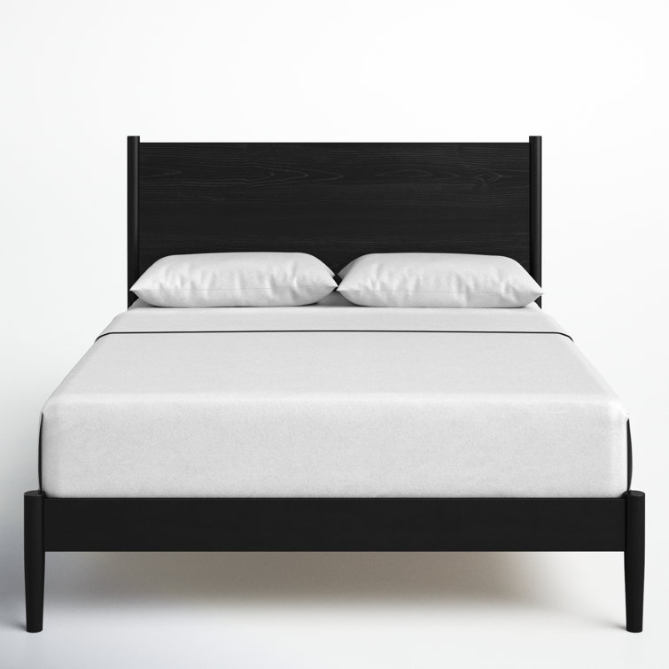 Antigua Black Wood Queen Bed with Headboard and Drawer