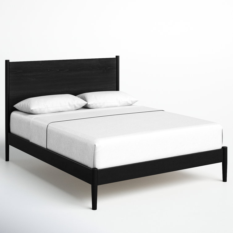 Antigua Black Wood Queen Bed with Headboard and Drawer