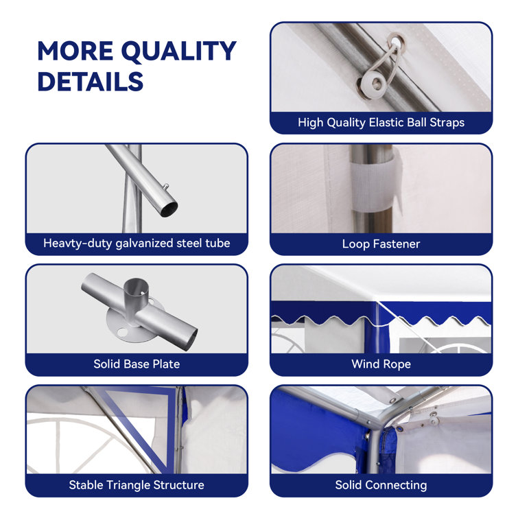 Syritta 20 Ft. White Steel Canopy Tent with 6 Side Walls
