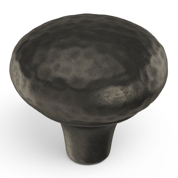 Black Iron Round Rustic Cabinet Knob with Mounting Hardware