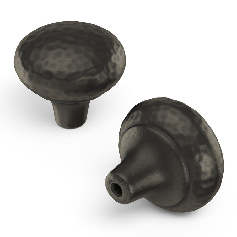 Black Iron Round Rustic Cabinet Knob with Mounting Hardware