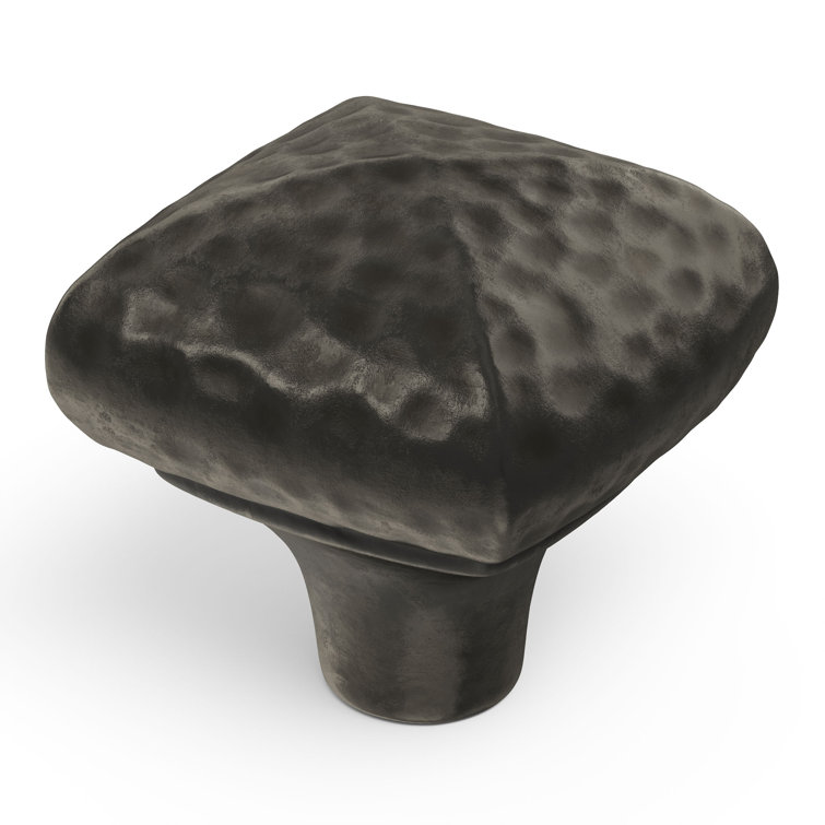 Black Iron Rustic Square Mushroom Knob with Mounting Hardware
