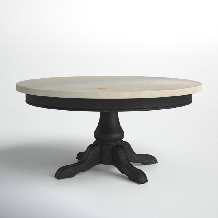 Ivory Marble Top Black Pedestal Coffee Table