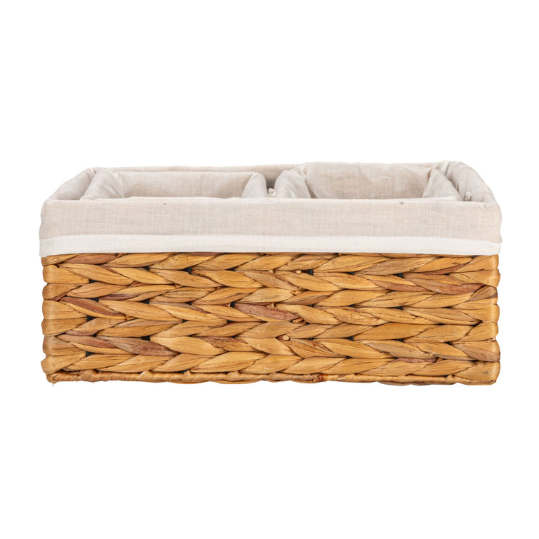 Natural Seagrass Rectangular Storage Basket Set with Liners