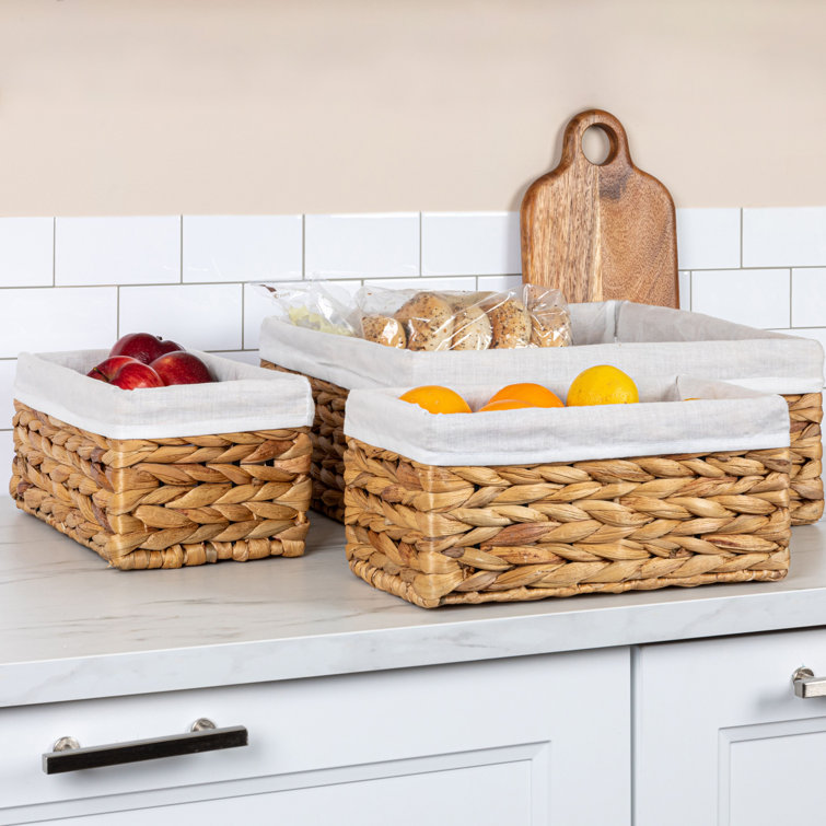 Natural Seagrass Rectangular Storage Basket Set with Liners
