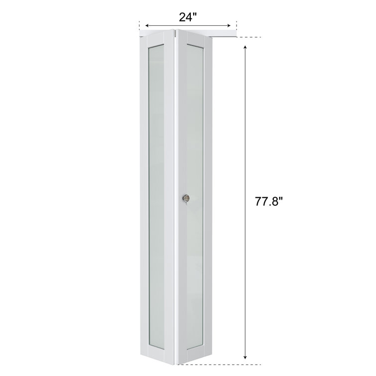 24 in. x 80 in. White Frosted Glass Solid Core MDF Bifold Door