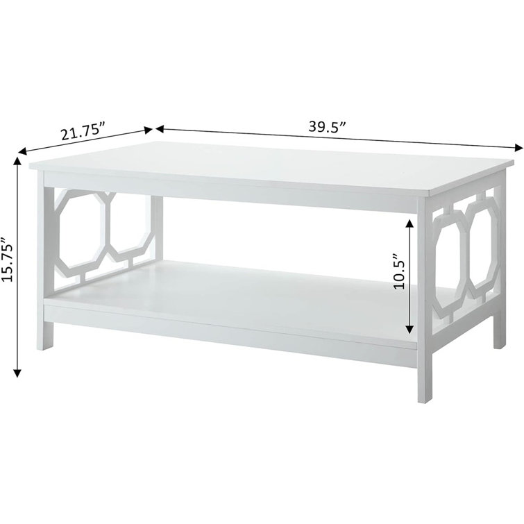 Omega 40'' Glossy White Rectangular Coffee Table with Shelf