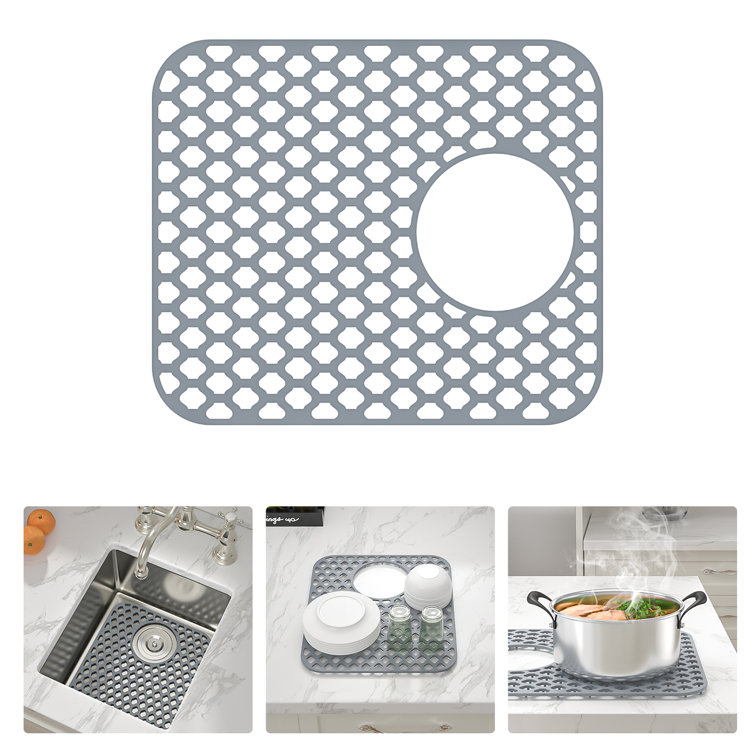 Gray Silicone Non-Slip Sink Grid Mat, 14" x 11"