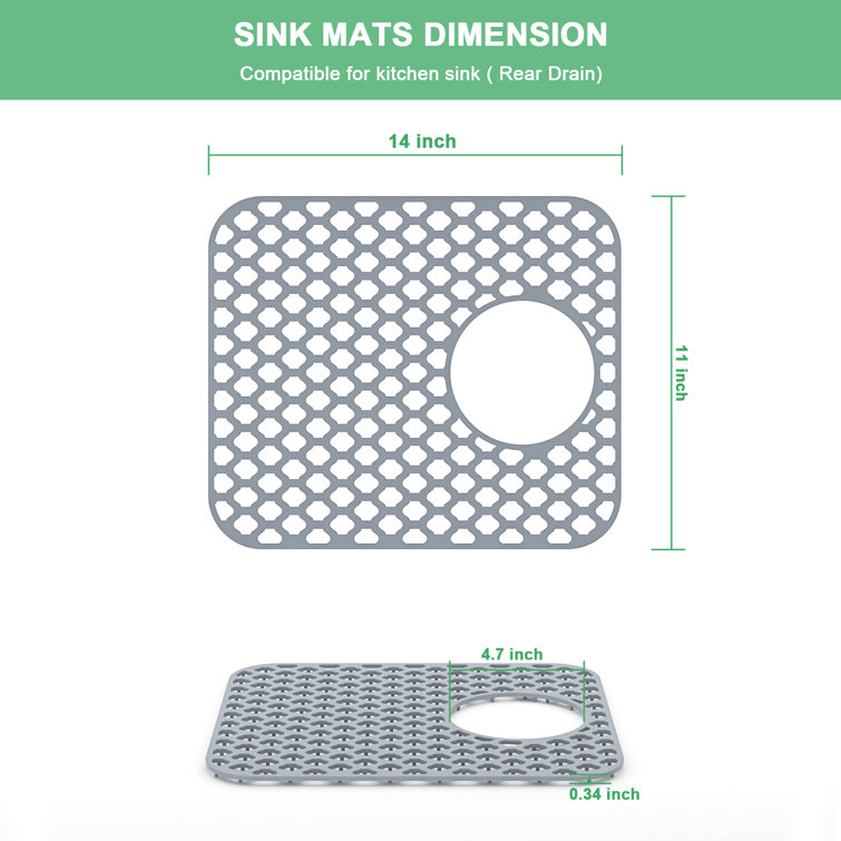 Gray Silicone Non-Slip Sink Grid Mat, 14" x 11"