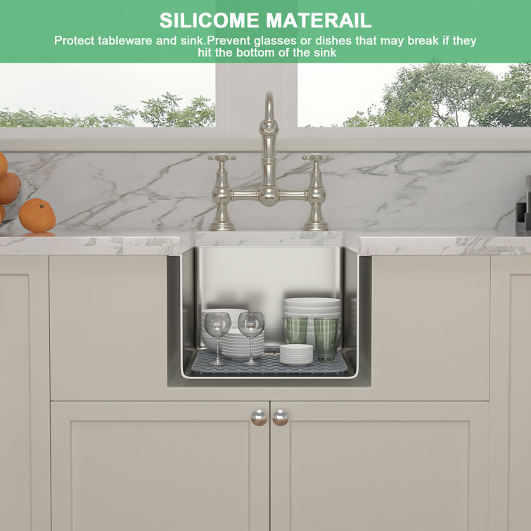 Gray Silicone Non-Slip Sink Grid Mat, 14" x 11"