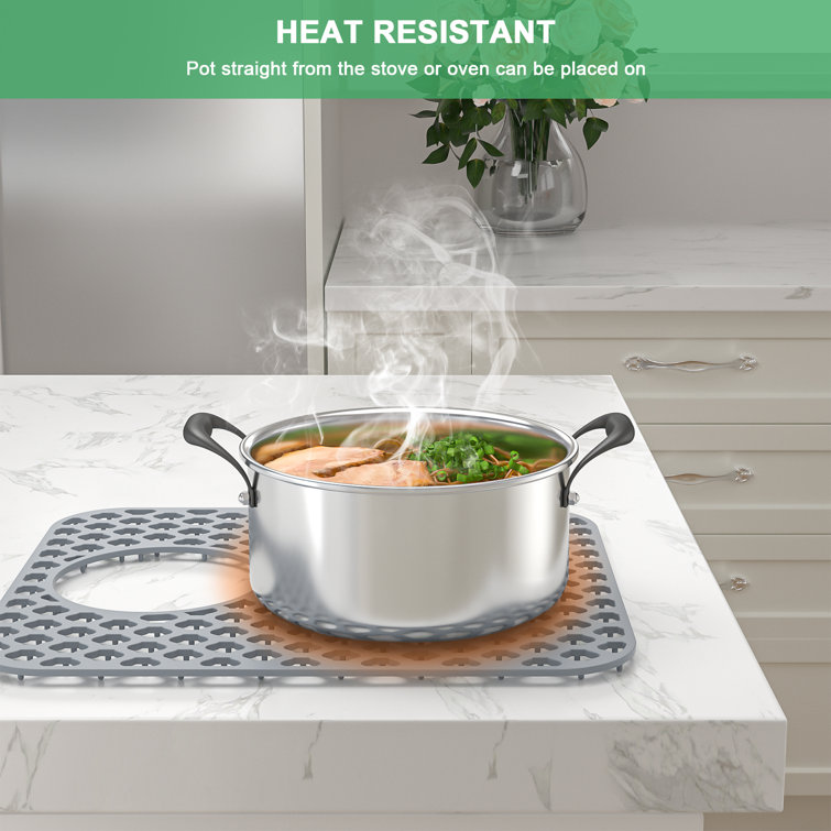 Gray Silicone Non-Slip Sink Grid Mat, 14" x 11"