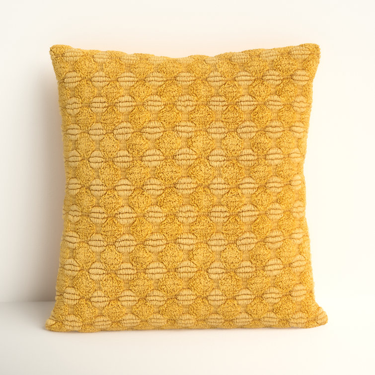 20'' Yellow Cotton Textured Throw Pillow
