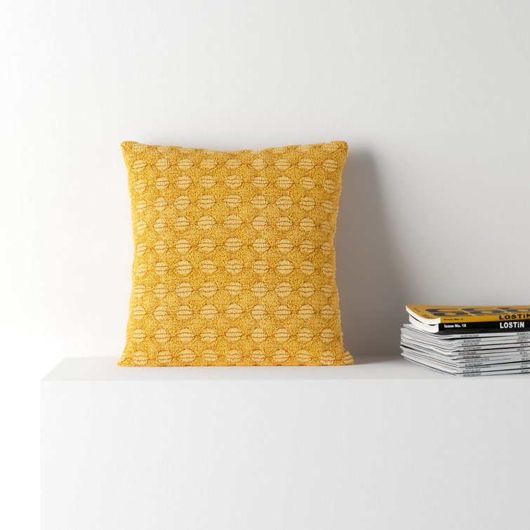20'' Yellow Cotton Textured Throw Pillow