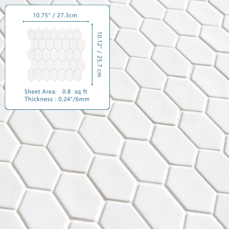White Hexagonal Matte Glass Mosaic Tile Sheets