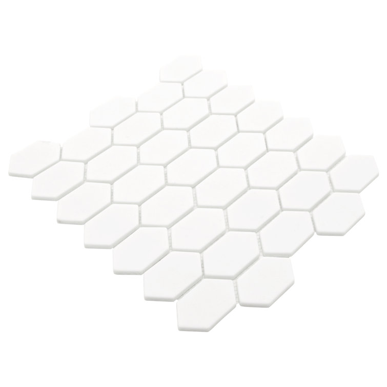 White Hexagonal Matte Glass Mosaic Tile Sheets