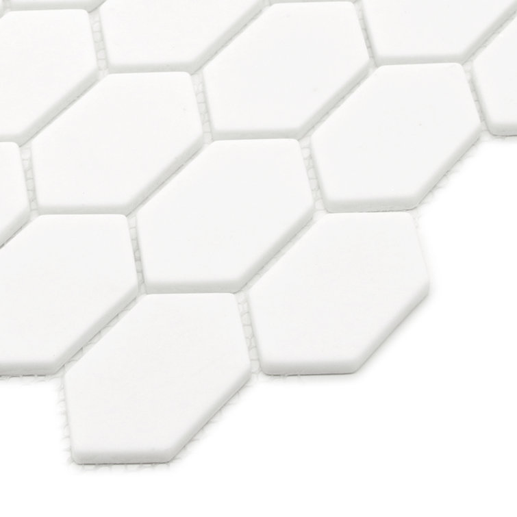 White Hexagonal Matte Glass Mosaic Tile Sheets