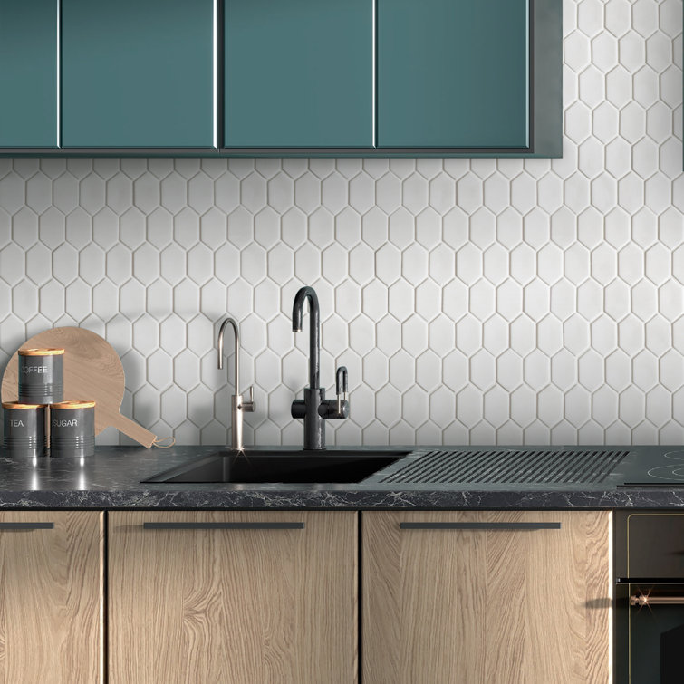 White Hexagonal Matte Glass Mosaic Tile Sheets