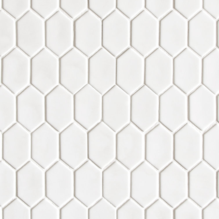 White Hexagonal Matte Glass Mosaic Tile Sheets