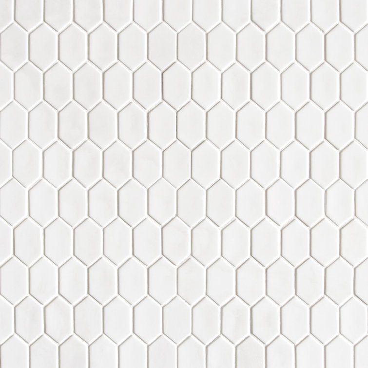 White Hexagonal Matte Glass Mosaic Tile Sheets