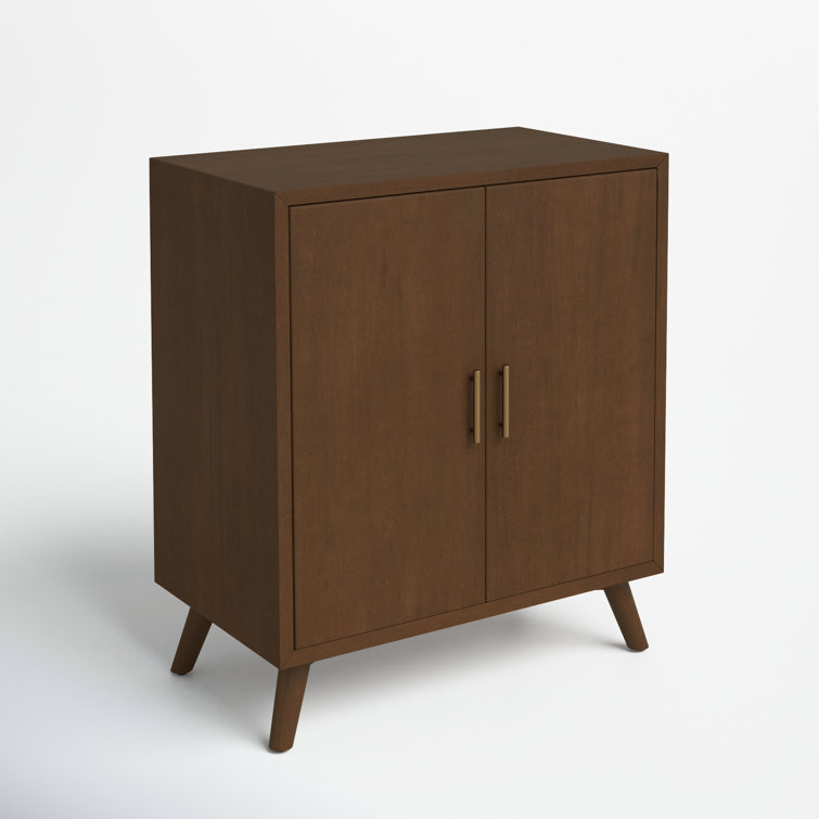 Walnut Mid-Century Modern Solid Wood Bar Cabinet