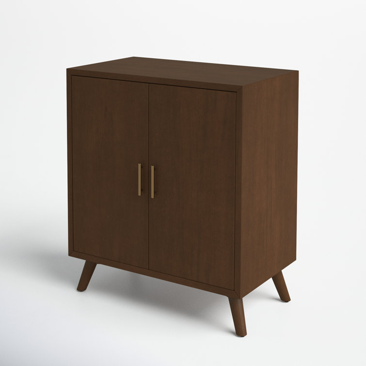 Walnut Mid-Century Modern Solid Wood Bar Cabinet