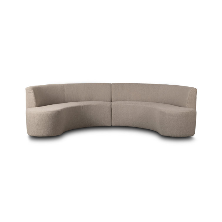Taupe Performance Fabric Curved Dining Banquette Bench