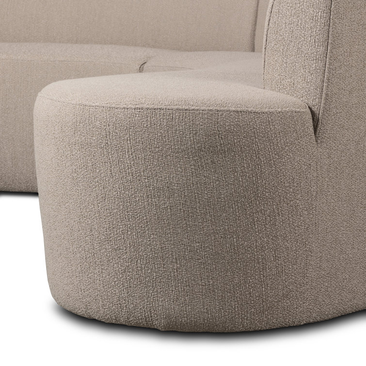 Taupe Performance Fabric Curved Dining Banquette Bench