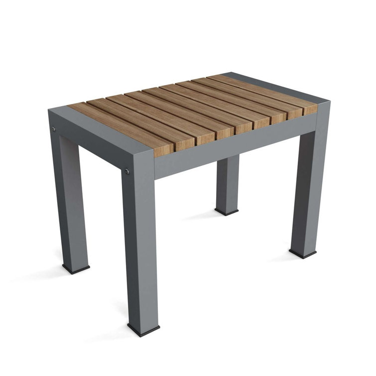 Seville Gray Aluminum and Teak Outdoor Bench