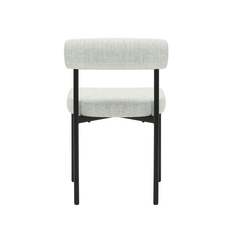 Gray Upholstered Faux Leather Side Chair with Metal Frame