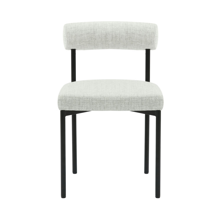 Gray Upholstered Faux Leather Side Chair with Metal Frame